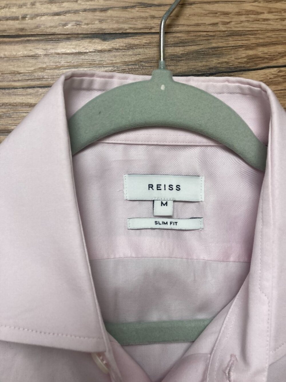 REISS Men’s Medium Slim Fit Long Sleeve Dress Shirt Light Pink Button Up - Picture 2 of 10